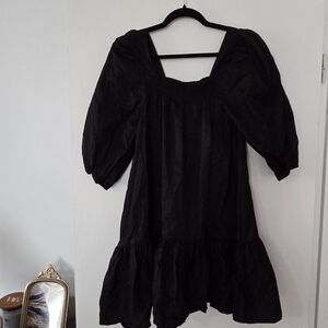 H&. Black Puff Sleeve Square Neck Women's Dress